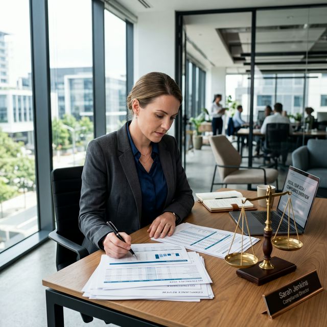 Business owner ensuring compliance