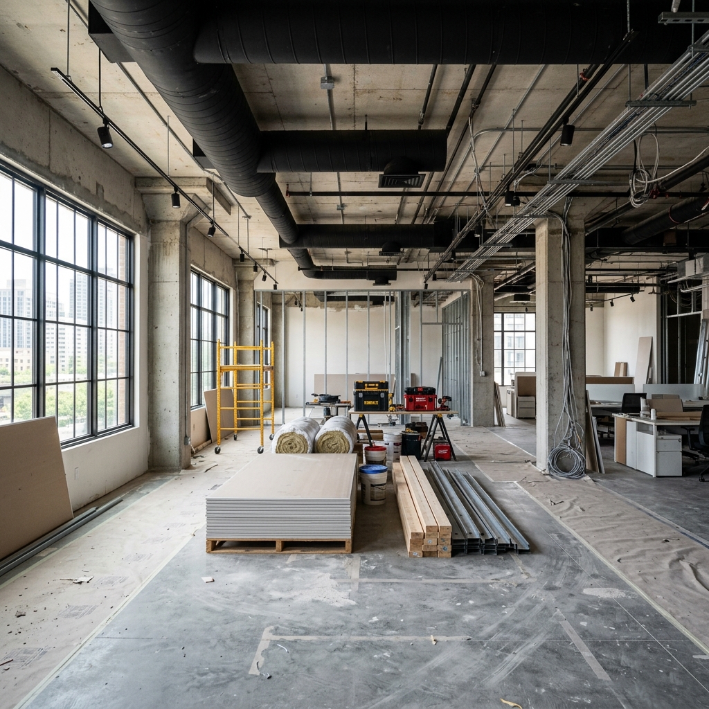 Modern office space mid-renovation