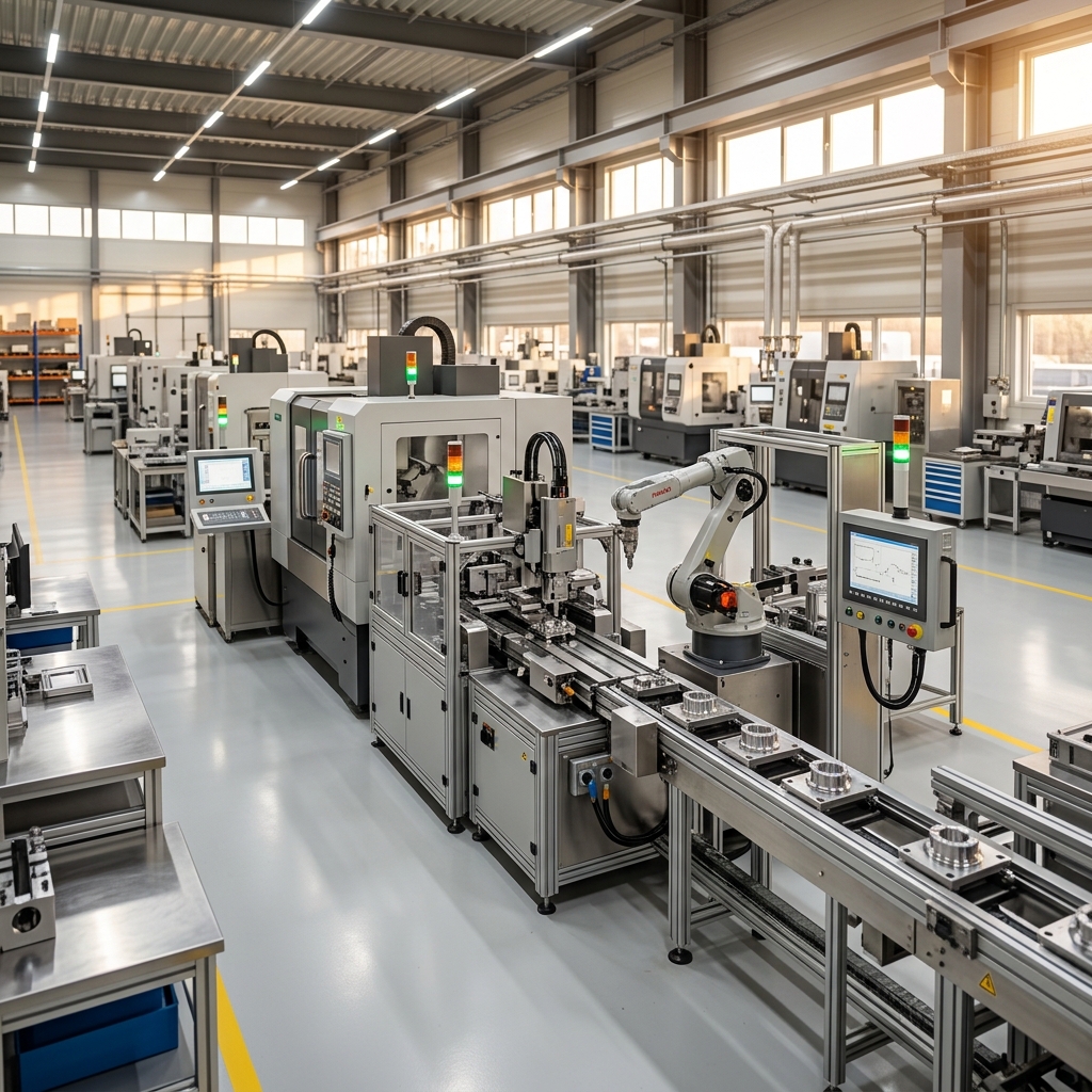 Modern industrial equipment in a clean factory setting